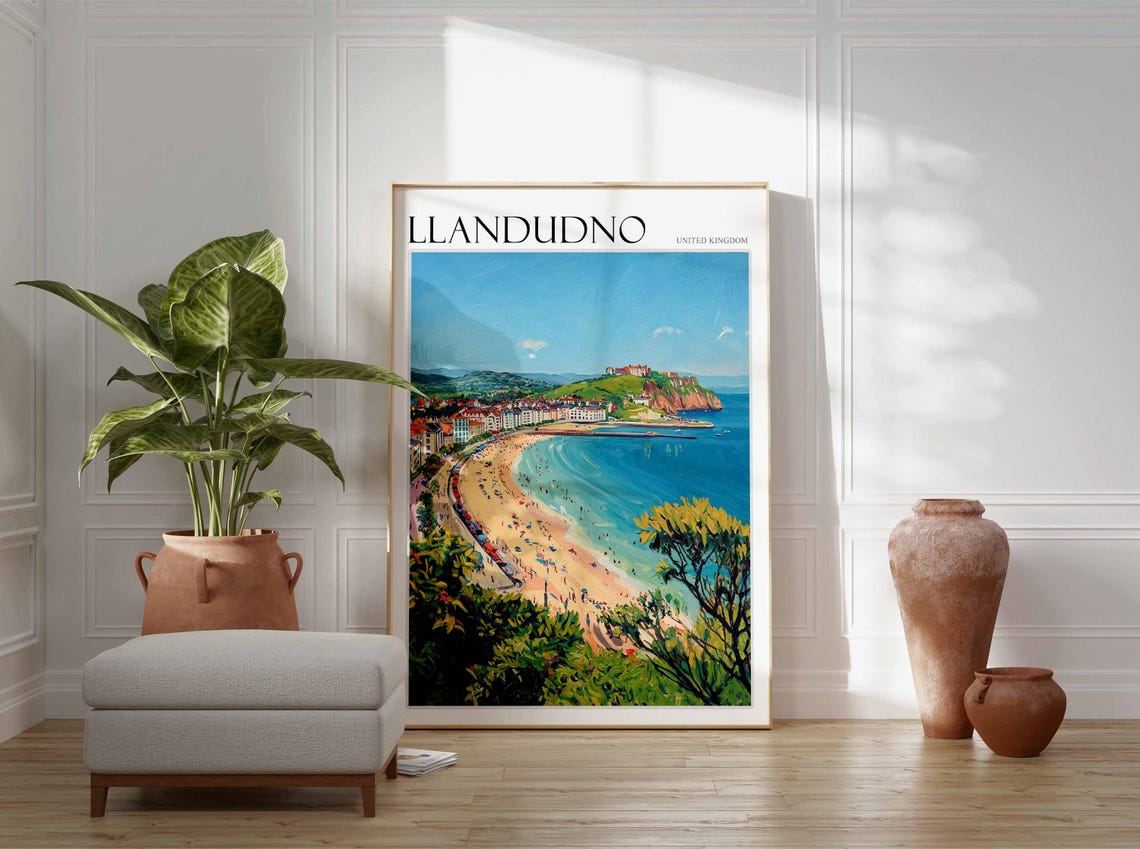 Llandudno Poster Wales Poster Uk Travel Print Coastal Wall Art British Decor Wales Travel Print Beach House Decor Llandudno Wales Art - Image 2