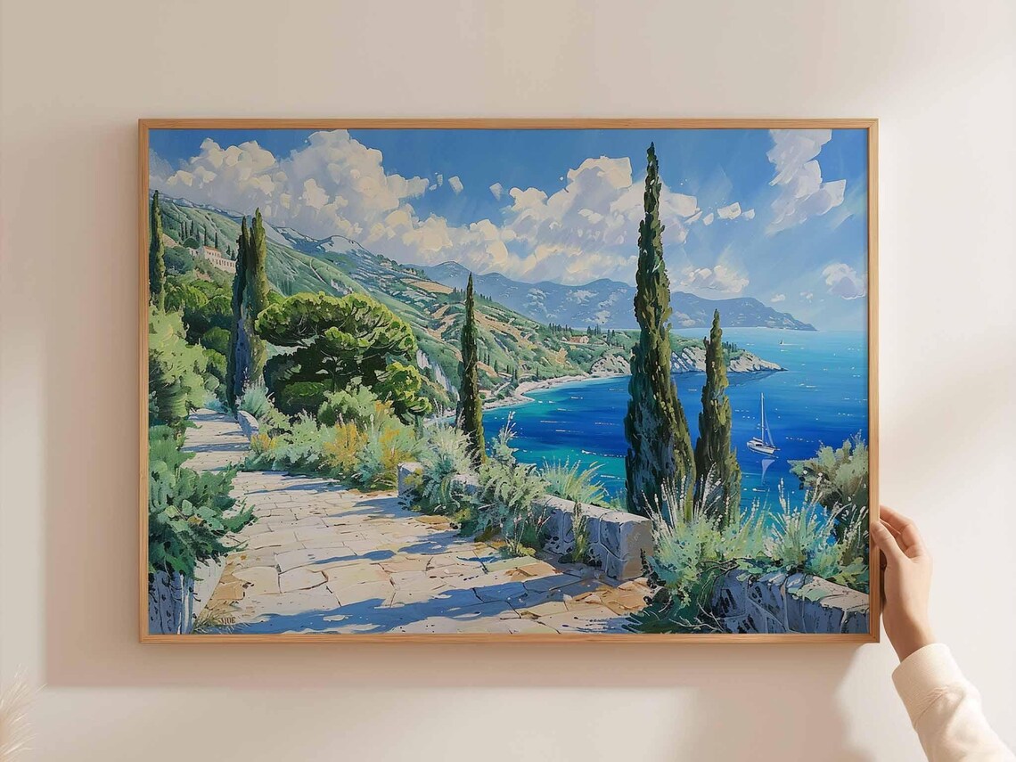 Corfu Greece Travel Poster, Ionian Sea Island