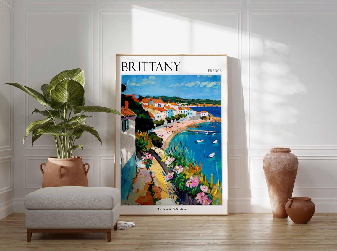 Brittany Poster France Travel Print French Decor Europe Travel Poster European Wall Art Brittany Gift Brittany Travel Poster - Image 2