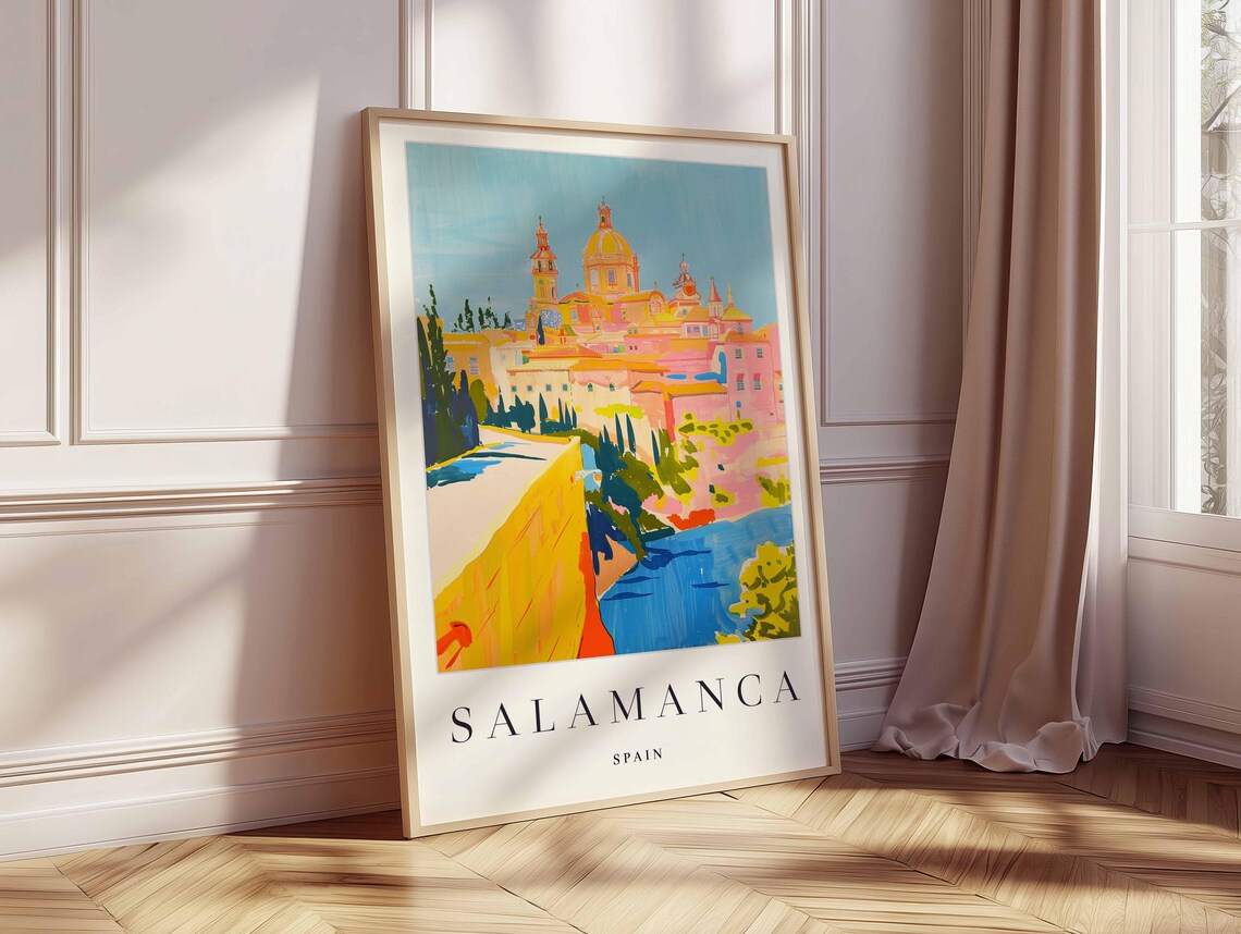 Salamanca Spain Golden Cathedral Dome Above the Old Town Poster - Image 2