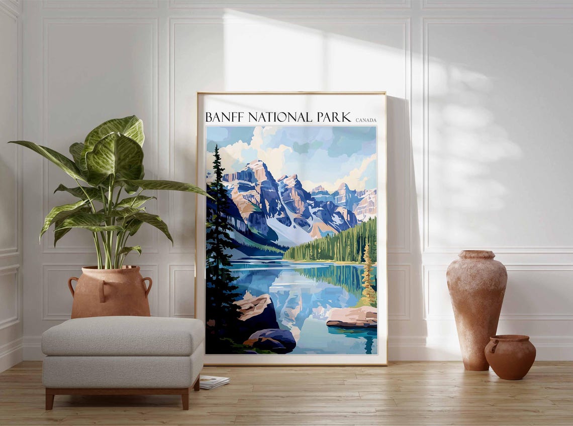 Banff National Park Canada Lake Mountain Reflection Art Poster - Image 2