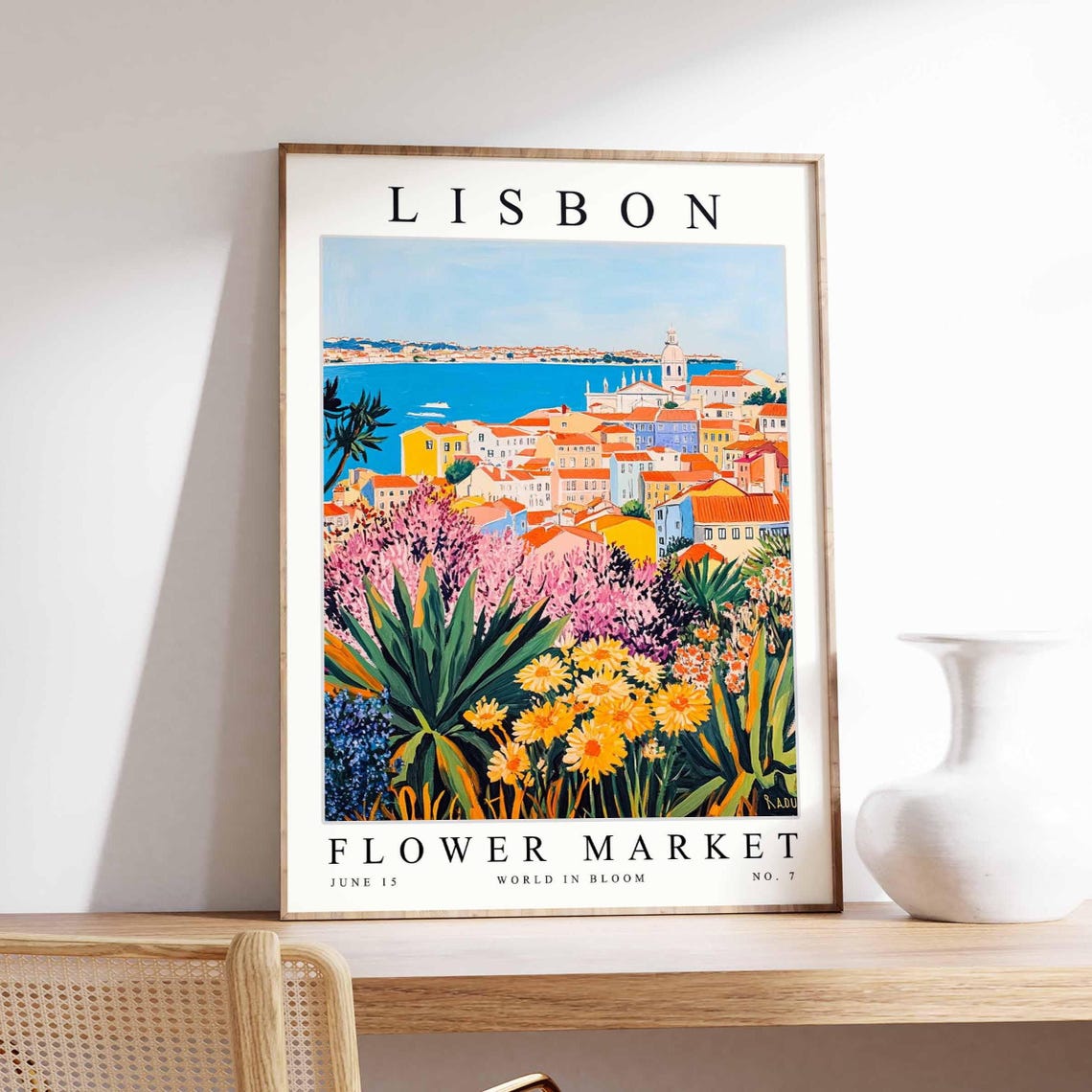 Lisbon Flower Market Poster Lisbonprint Portuguese Floral Wall Art Lisbonfloral Decor Botanical Europe Travel Print
