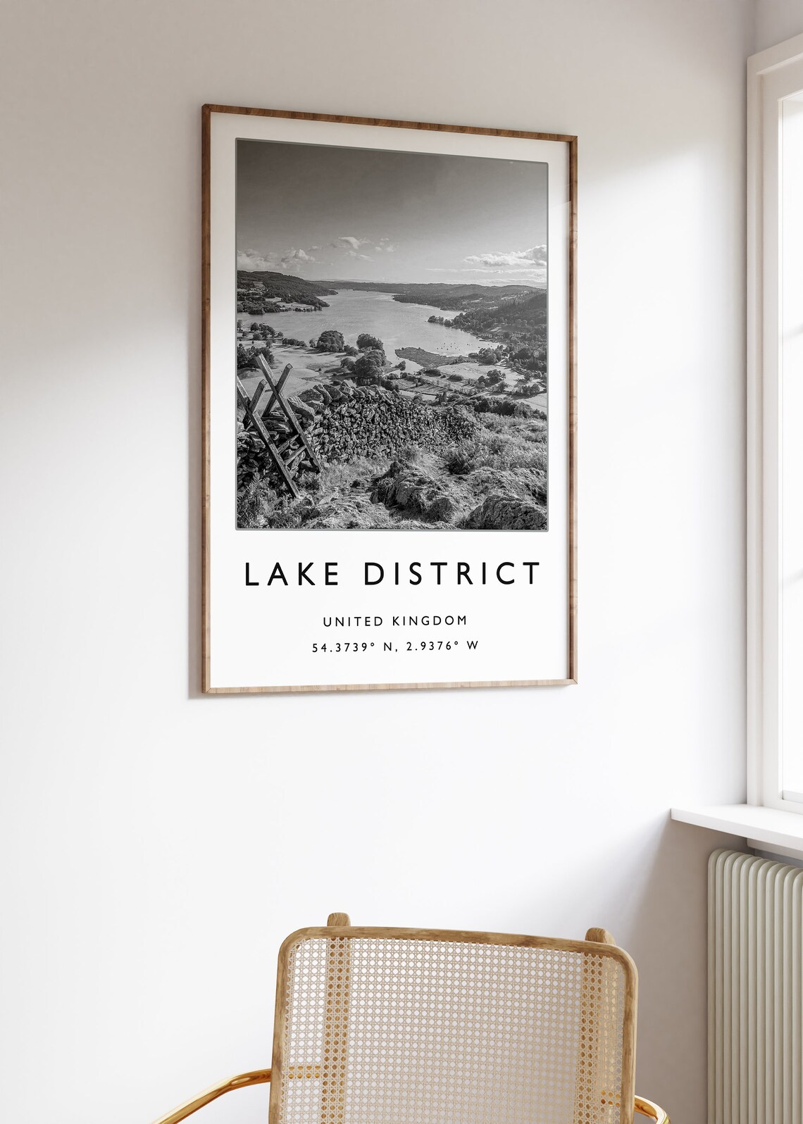 Lake District Black And White Travel Poster, Art Print - Image 3