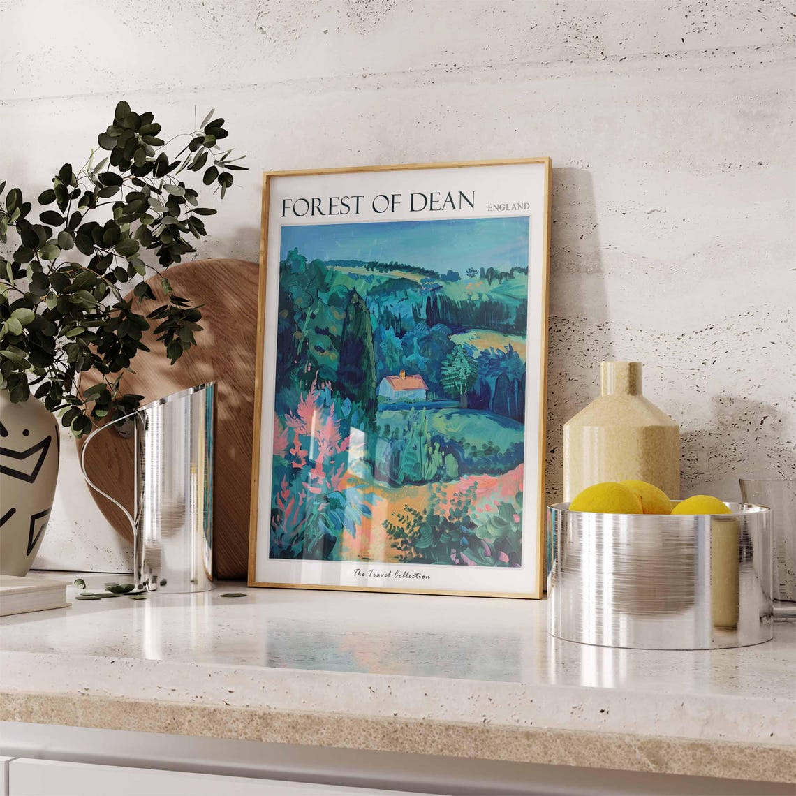 Forest Of Dean England Cottage In Green Valley Blue Trees Poster - Image 3