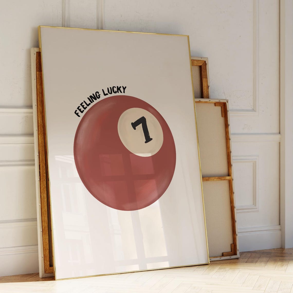 Feeling Lucky Seven Ball Billiards Minimalist Game Room Poster