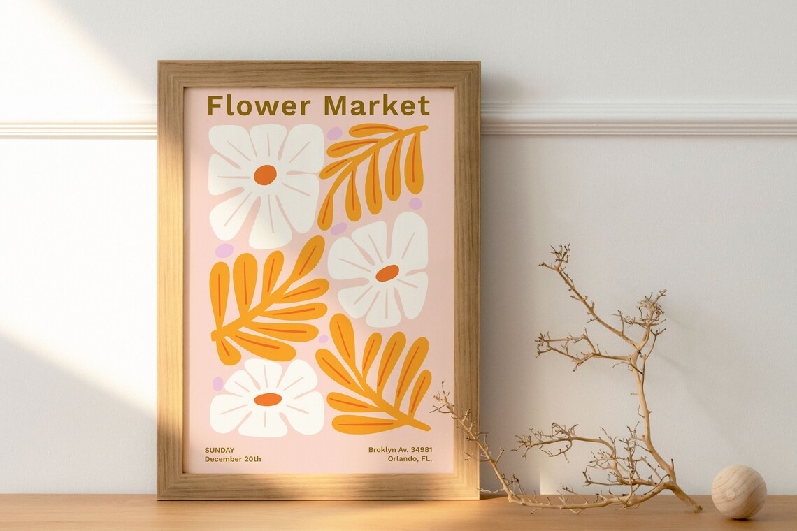 Orlando Florida Flower Market December 20th Retro Botanical Poster - Image 2