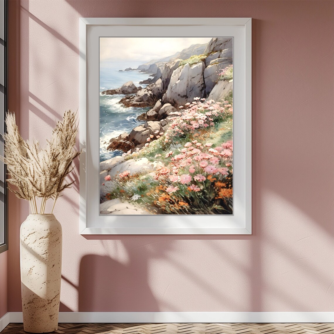 Isle Of Skye Scotland Sea Cliffs Wildflower Coast Watercolor Poster - Image 2