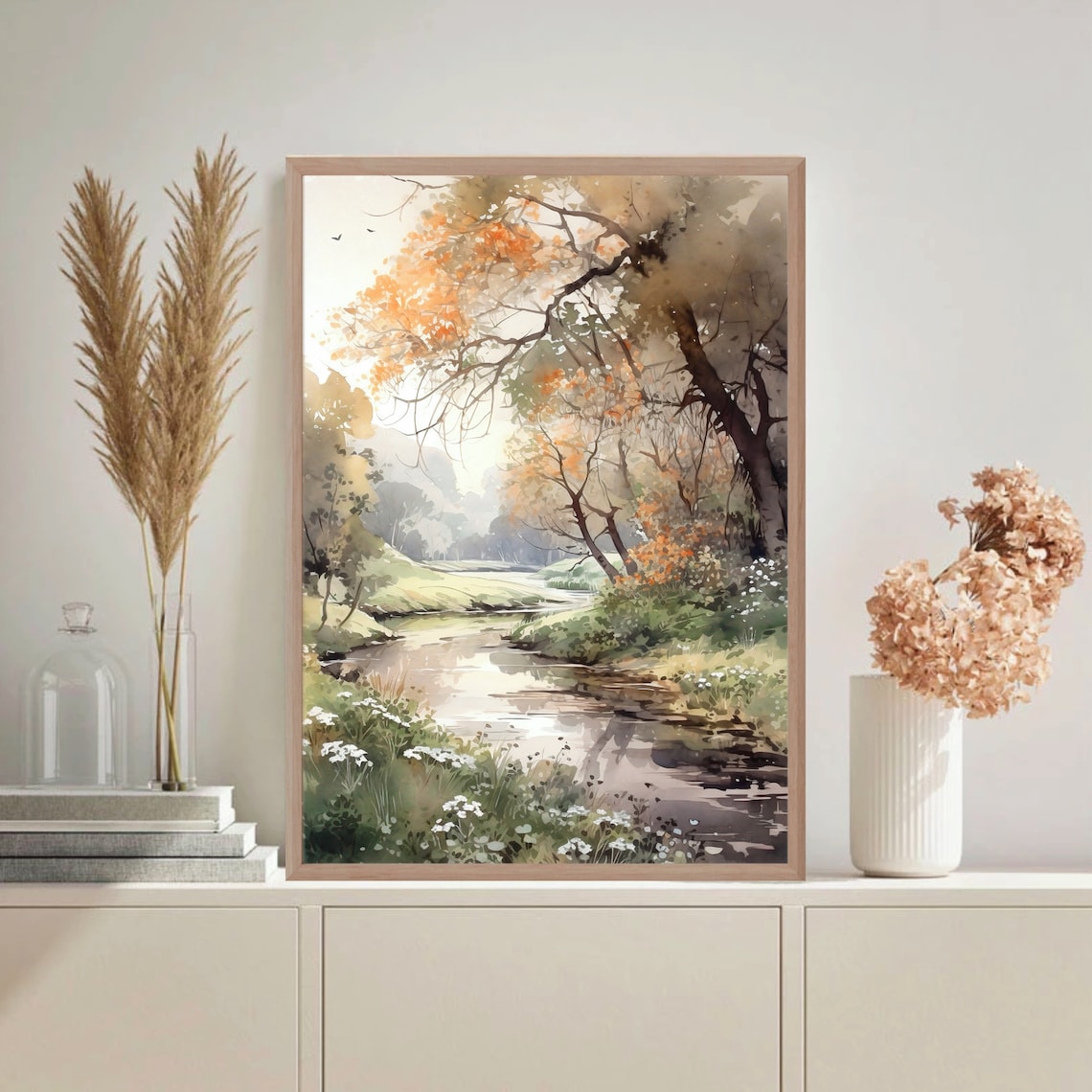Autumn Landscape Watercolor Art Print, Rustic Nature - Image 2