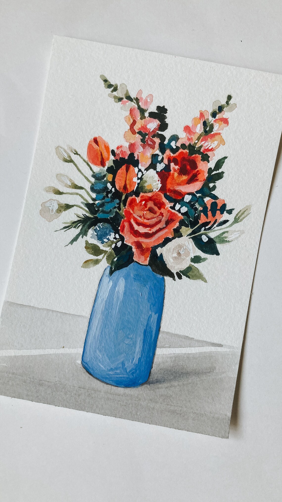 Coral Floral Bouquet Botanical Art Print - Image 3
