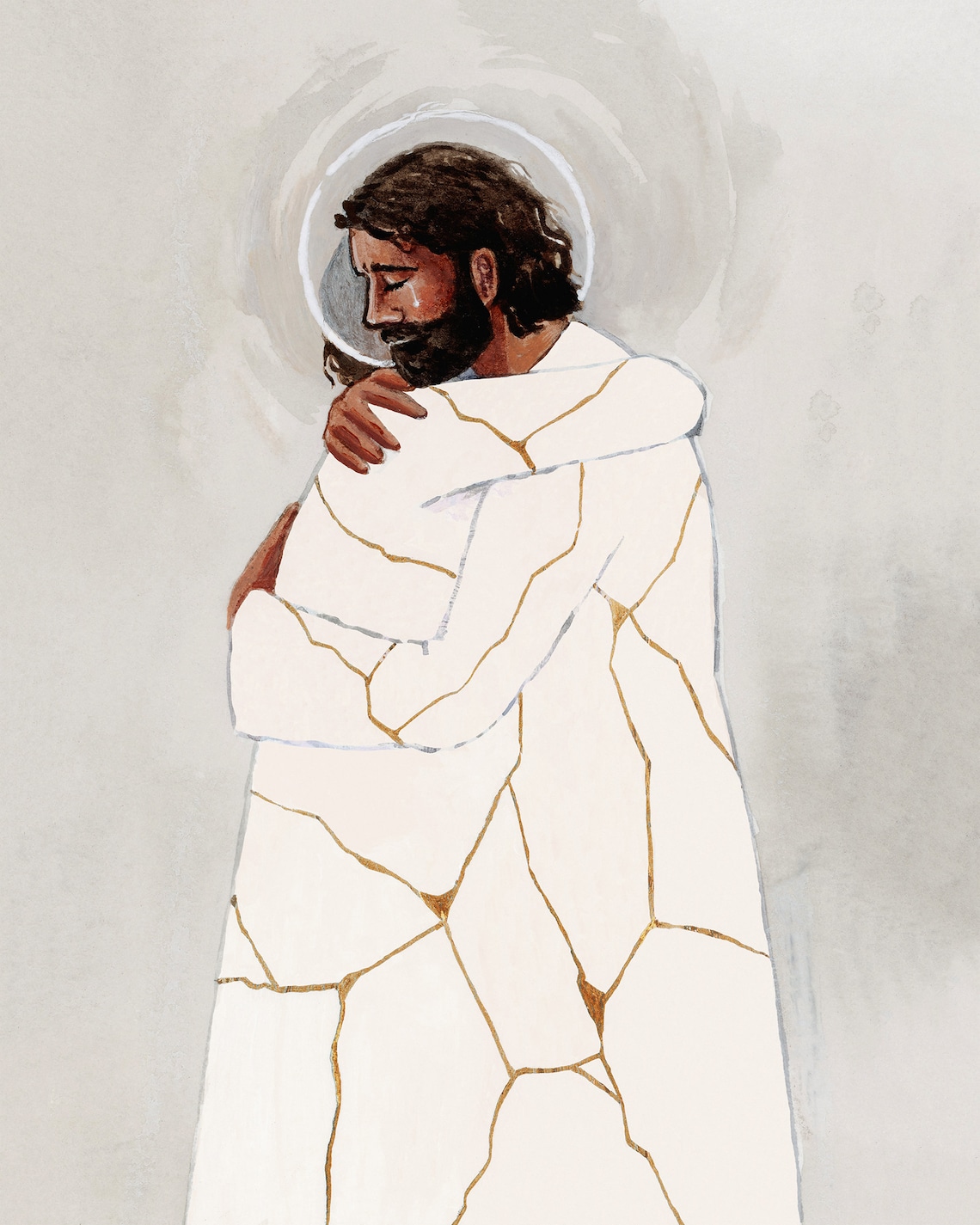 He Binds Up The Broken Hearted Kintsugi Christ Art Print - Image 2