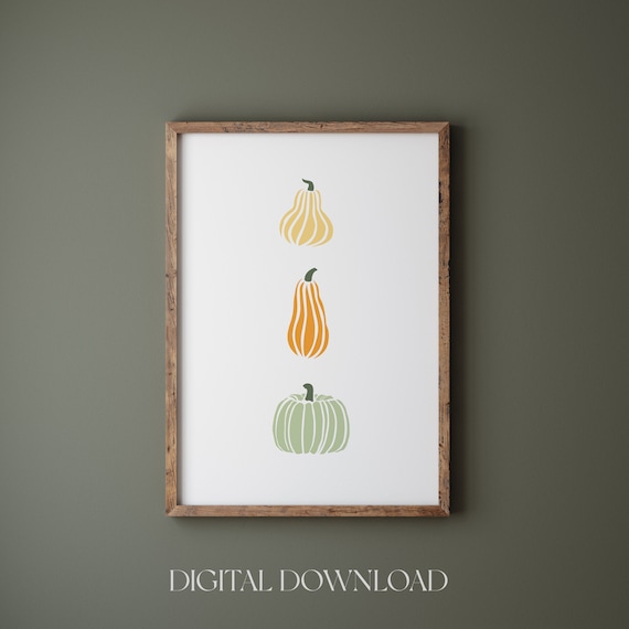 Stacked Pumpkins Minimalist Autumn Fall Harvest Decor Poster