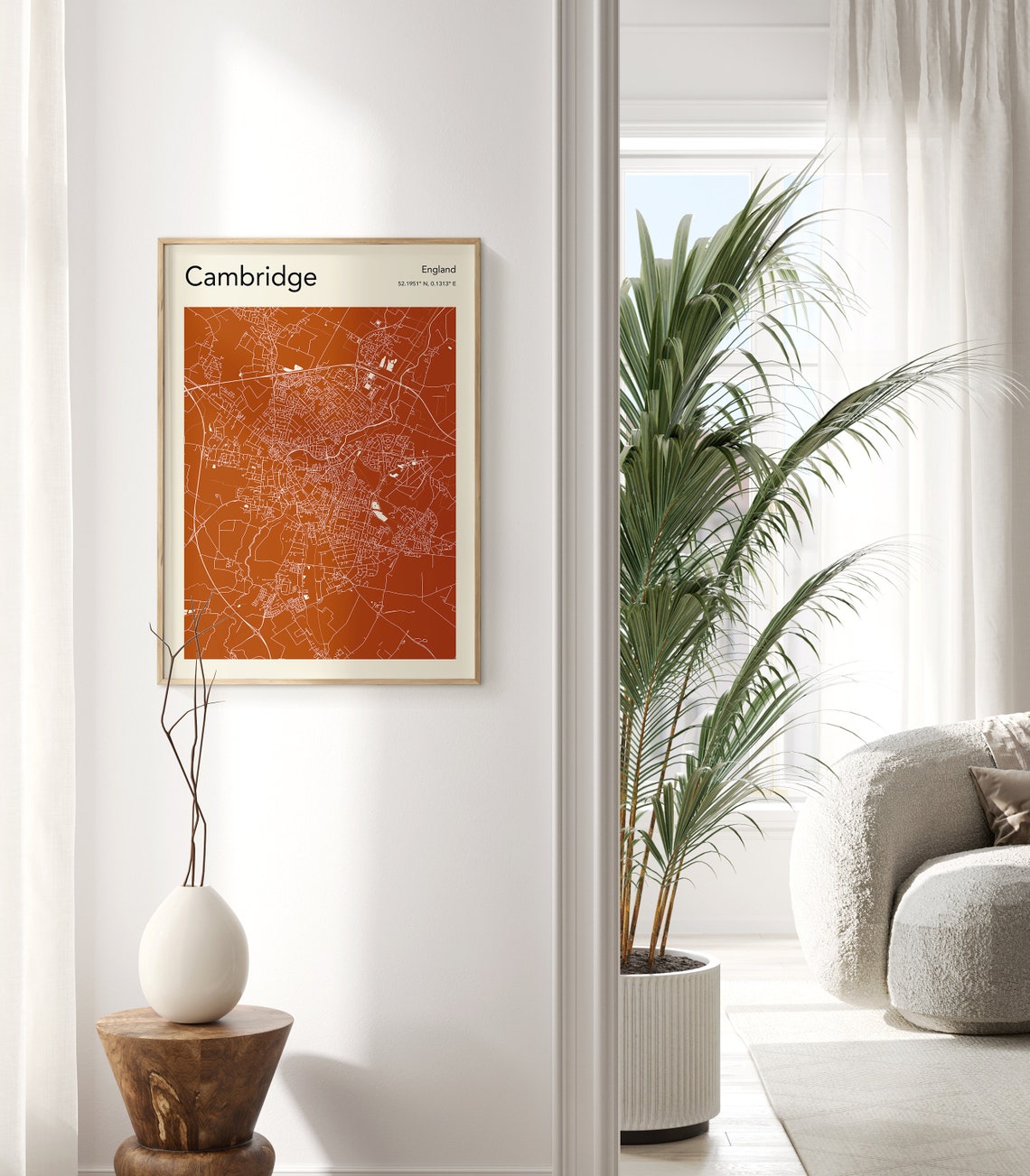 Minimalist Cambridge England City Map Navy Blue Coordinates Poster - Image 2