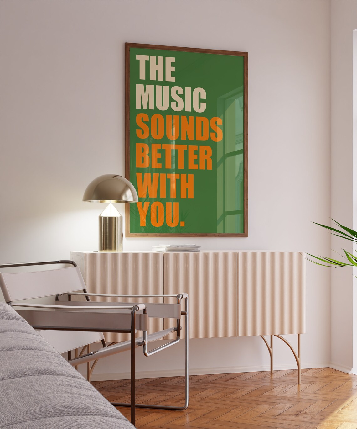 The Music Sounds Better With You Retro Rainbow Typography Music Wall Poster - Image 2