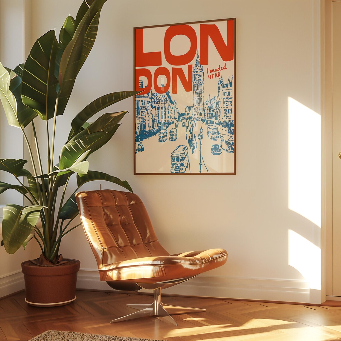 London Retro Travel Poster, Mid-Century Travel Print - Image 2