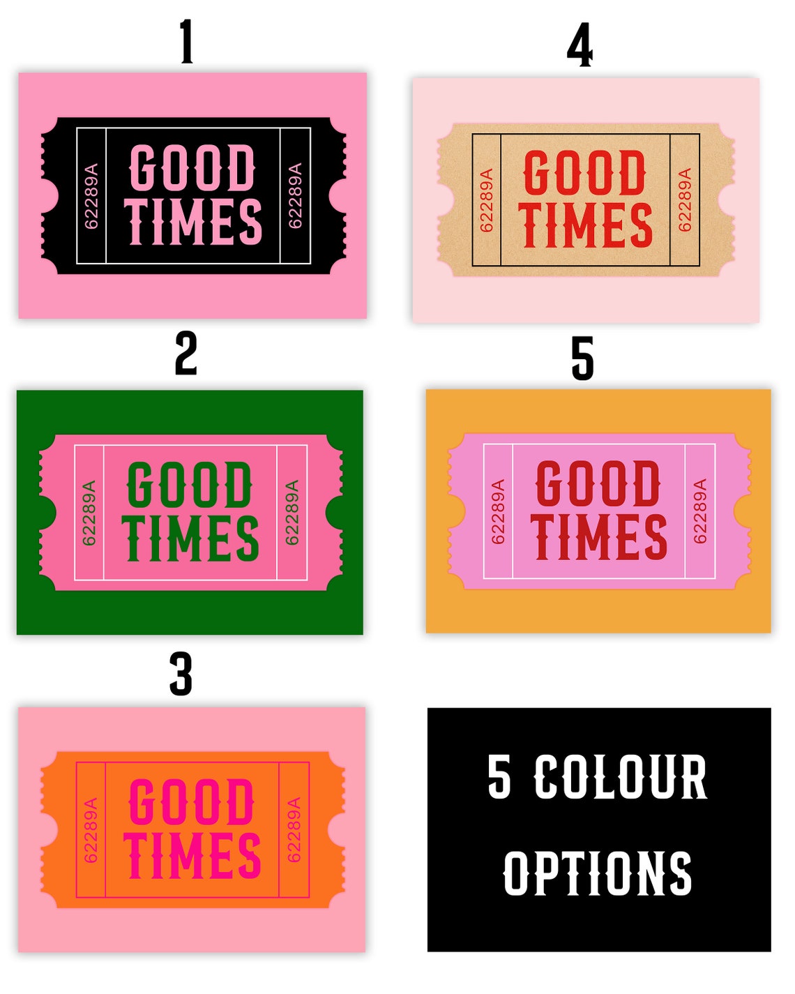 Good Times Retro Pink Ticket Stub Vintage Pop Quote Art Poster - Image 3