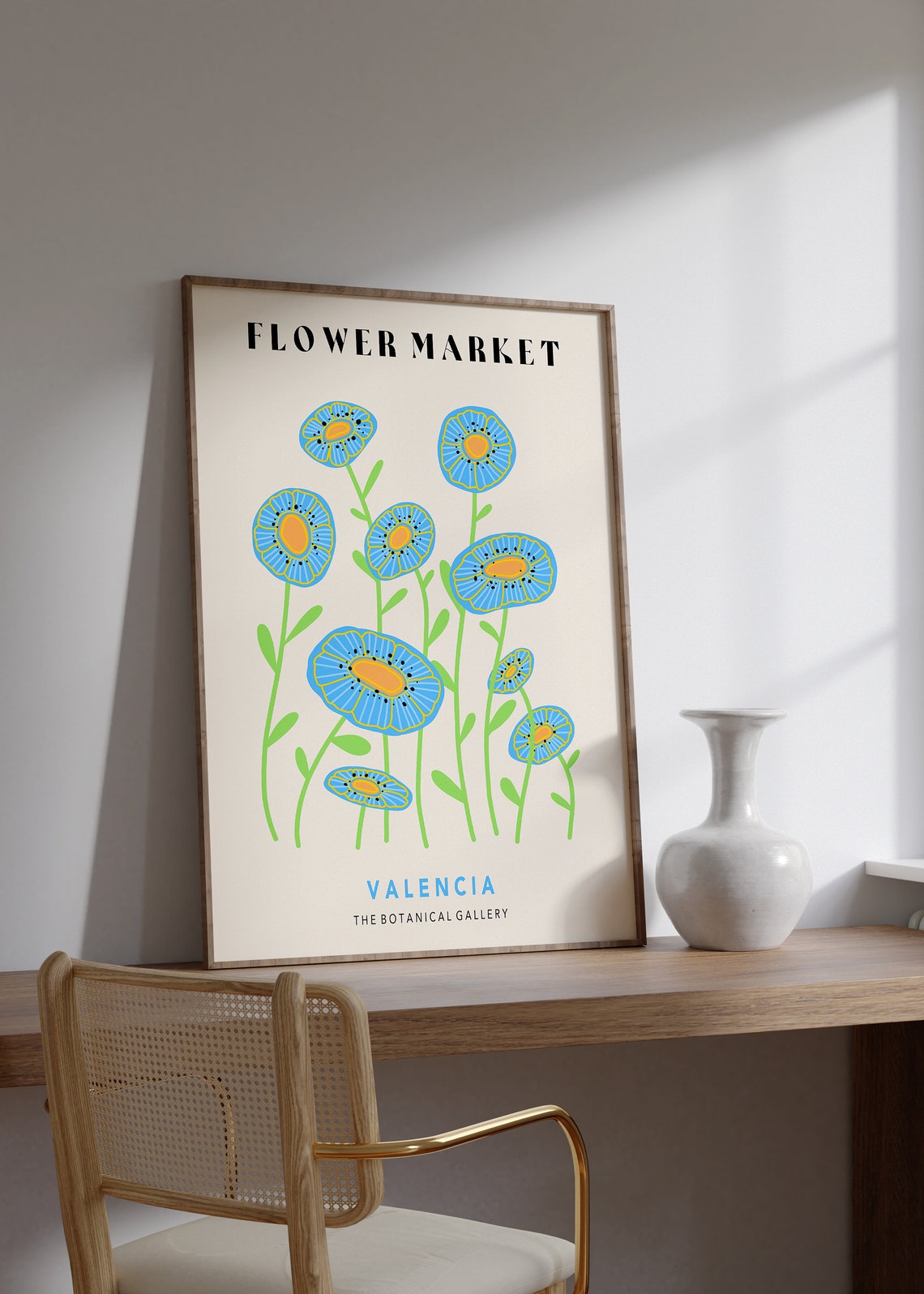 Valencia Flower Market Print Flower Market Poster Floral Art Poster Retro 70s Flower Market Boho Flower Market Print F040 - Image 2