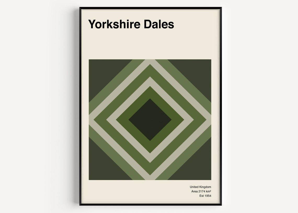 Yorkshire Dales Mid Century Geometric Minimalist Travel Poster - Image 2
