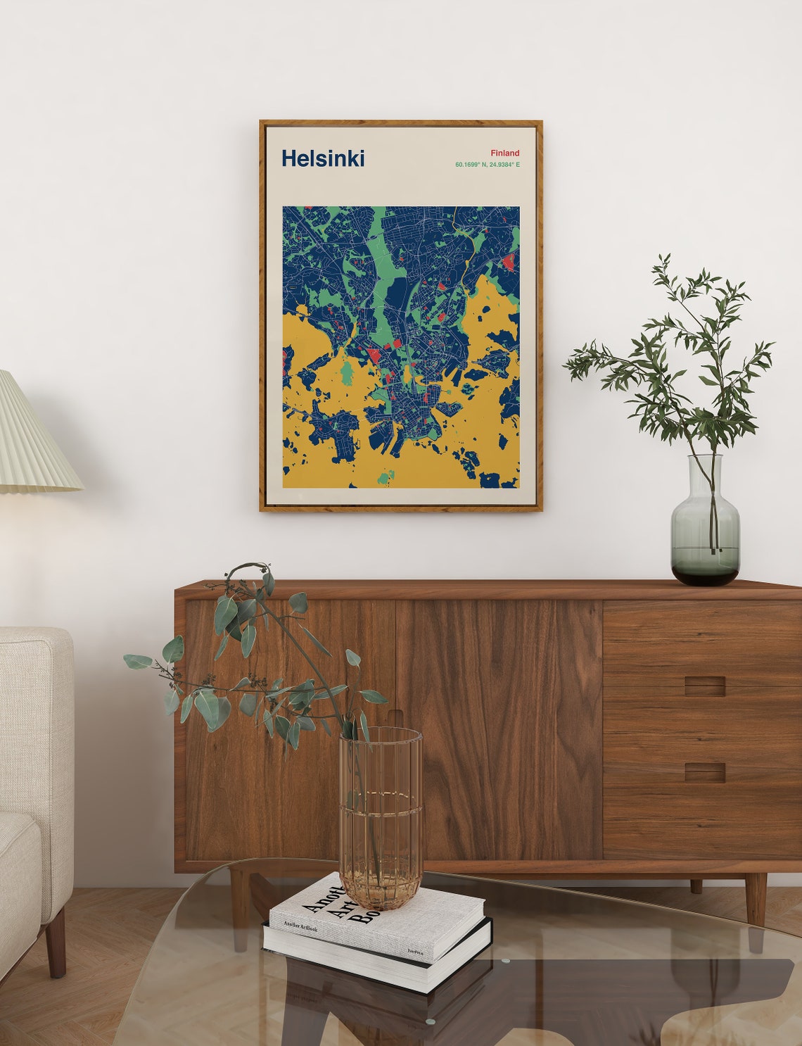 Helsinki Finland Colourful Harbour City Map Poster Navy Gold Green - Image 3