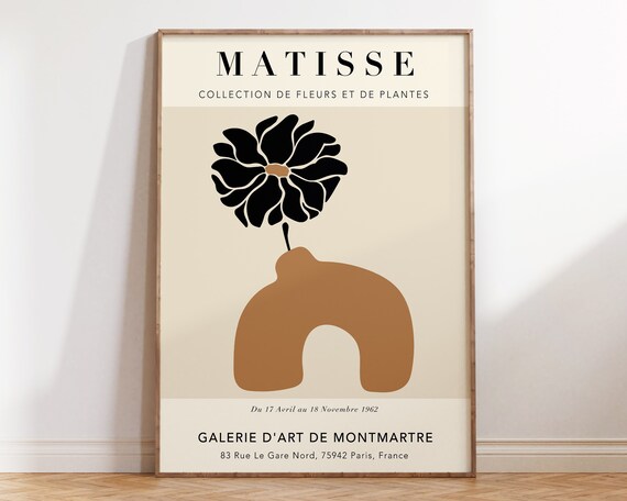 Matisse Flower Vase Poster Flower Market Neutral Beige Matisse Botanical Exhibition Poster Minimal Botanical Wall Art Print Mp091