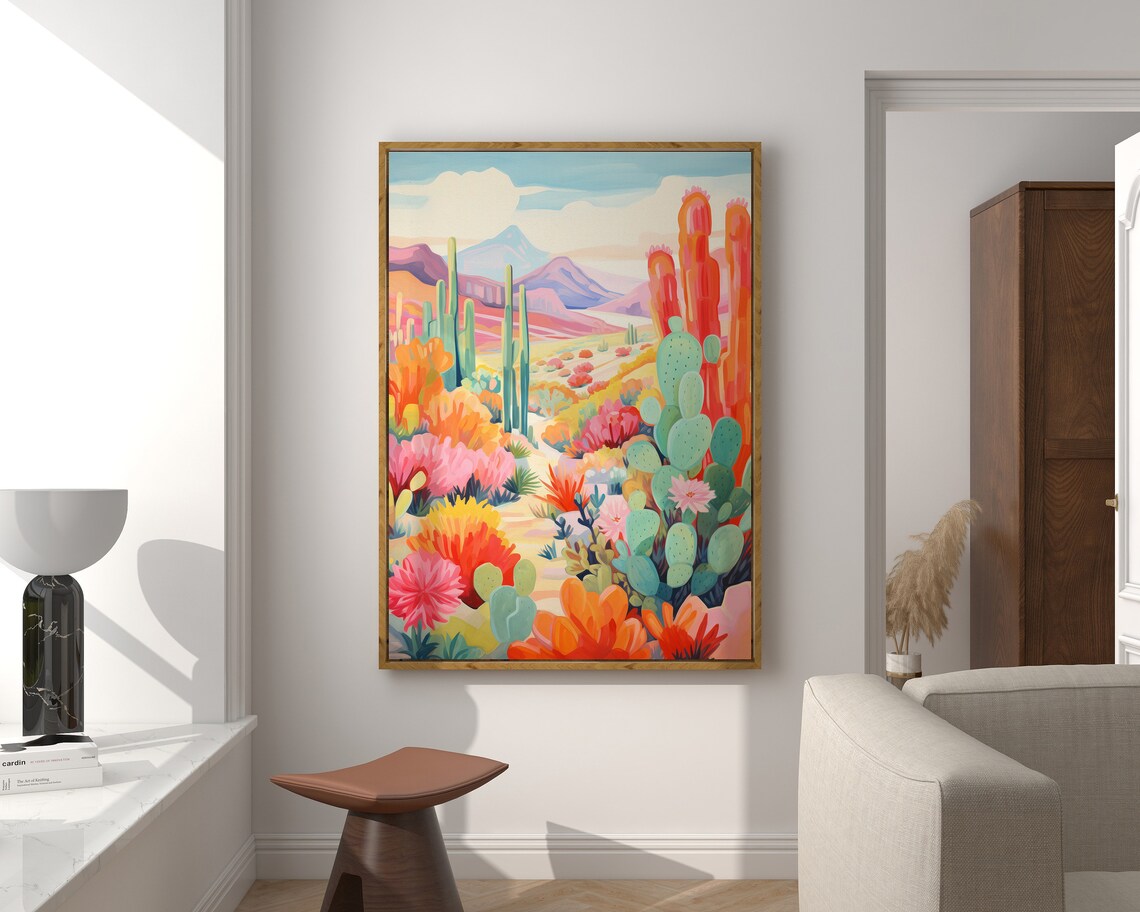 Maximalist Desert Cactus Poster, Retro Botanical Art - Image 2