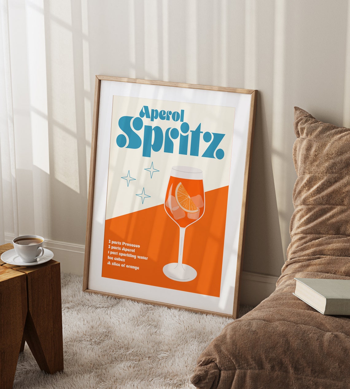Aperol Spritz Retro Pink Cocktail Recipe Bar Kitchen Wall Art - Image 2