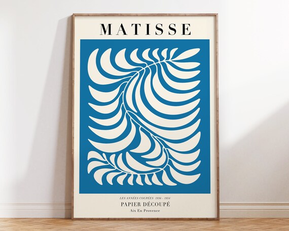Blue Matisse Papier Decoupe Poster Matisse Leaf Wall Art Boho Floral Flower Market Print Matisse Cut Outs Art Print Mp094