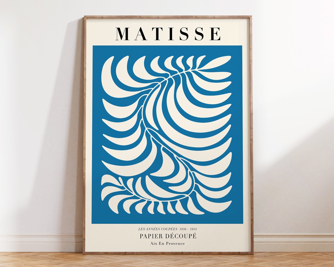 Matisse Blue Leaf Papier Decoupe 1936-1954 Aix En Provence Modern Poster