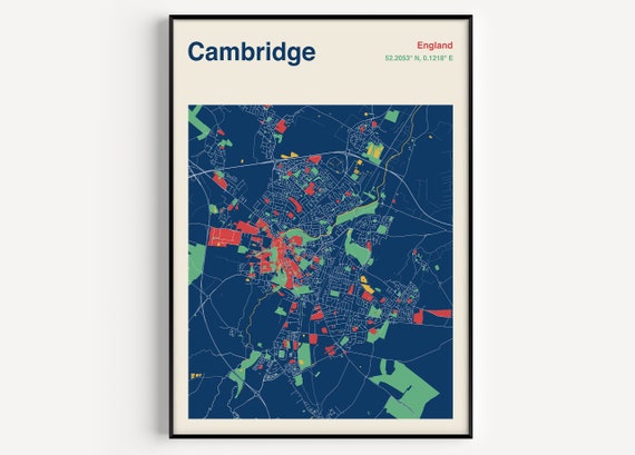 Cambridge Map Art Print, Custom Map Design