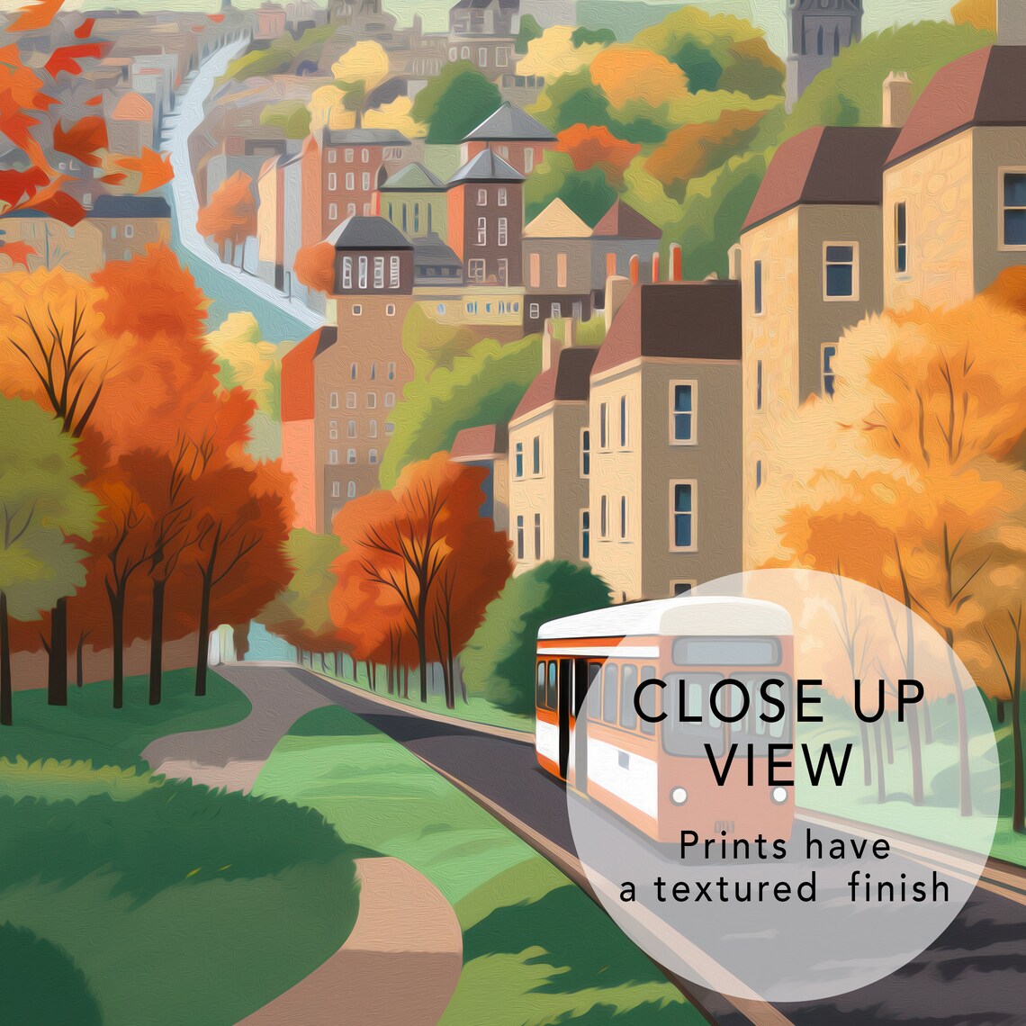 Edinburgh Scotland Autumn Tram Street City Travel Art Poster - Image 2