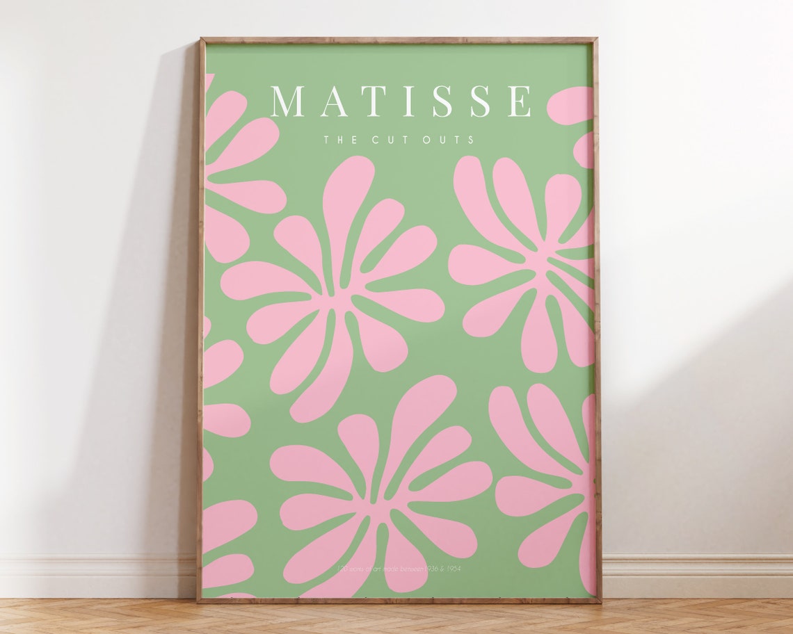 Matisse The Cut Outs Pink Floral Exhibition Art Sage Green Poster