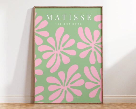 Sage Green Pink Matisse Leaf Exhibition Poster Abstract Matisse Wall Art Danish Pastel Aesthetic Minimal Matisse Art Print Mp111