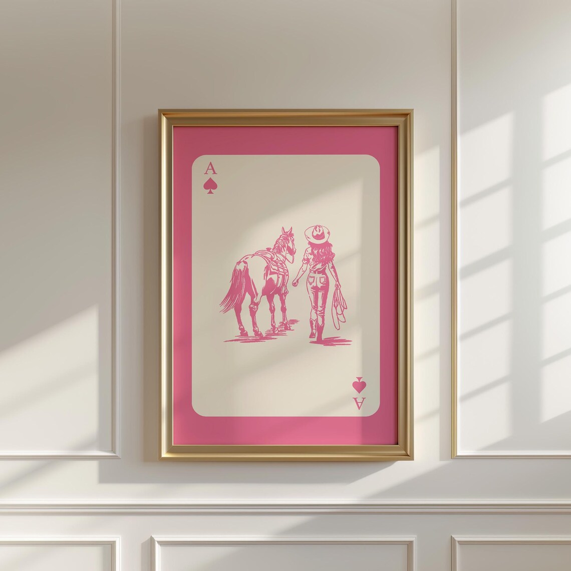 Pink Cowgirl Playing Card Poster Ace Of Spades Trendy Western Design - Image 3