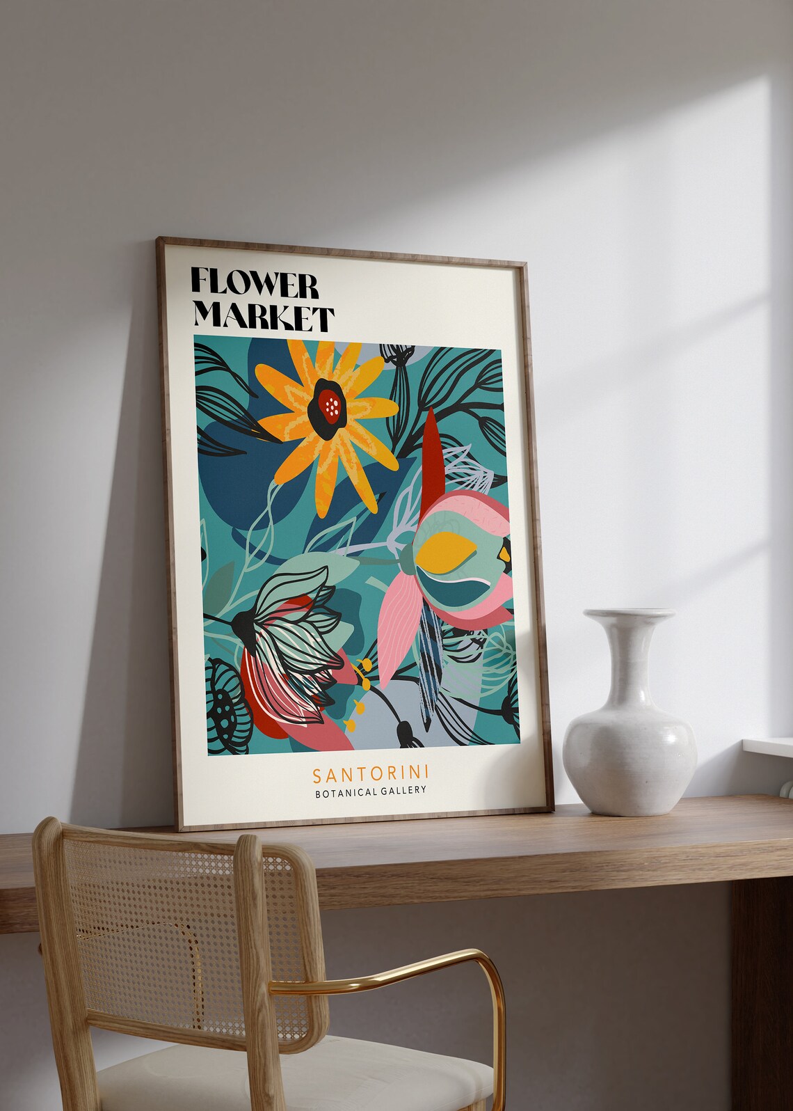 Santorini Flower Market Abstract Flowers Art Print - Image 2