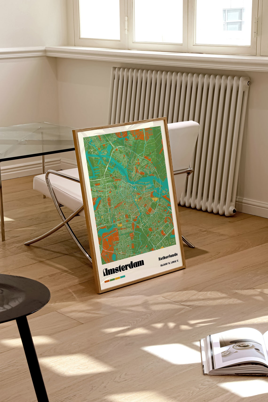 Amsterdam Netherlands Retro Colorful Canal City Map Travel Poster - Image 3