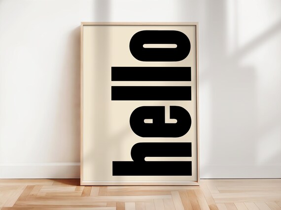 Minimalist Hello Typography Art Print More Colours Hello Hi Hiya Print Trendy Typography Maximalist Print Hallway Prints Ty136