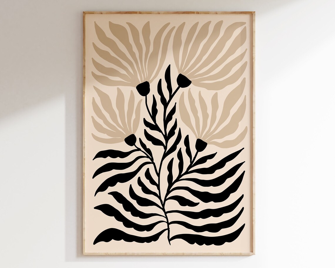 Matisse-Inspired Botanical Flower Art Print, Boho Japandi