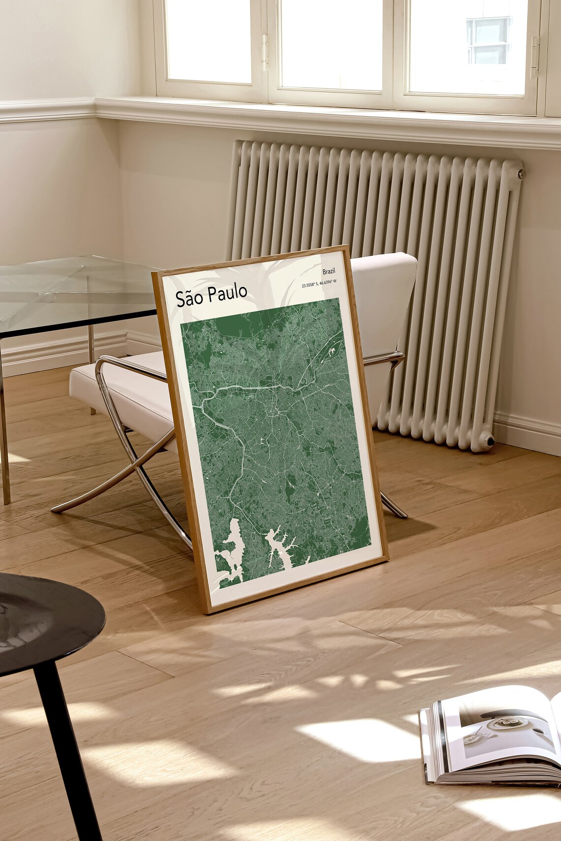 Sao Paulo Brazil Minimalist Black Urban City Map Street Wall Art - Image 2