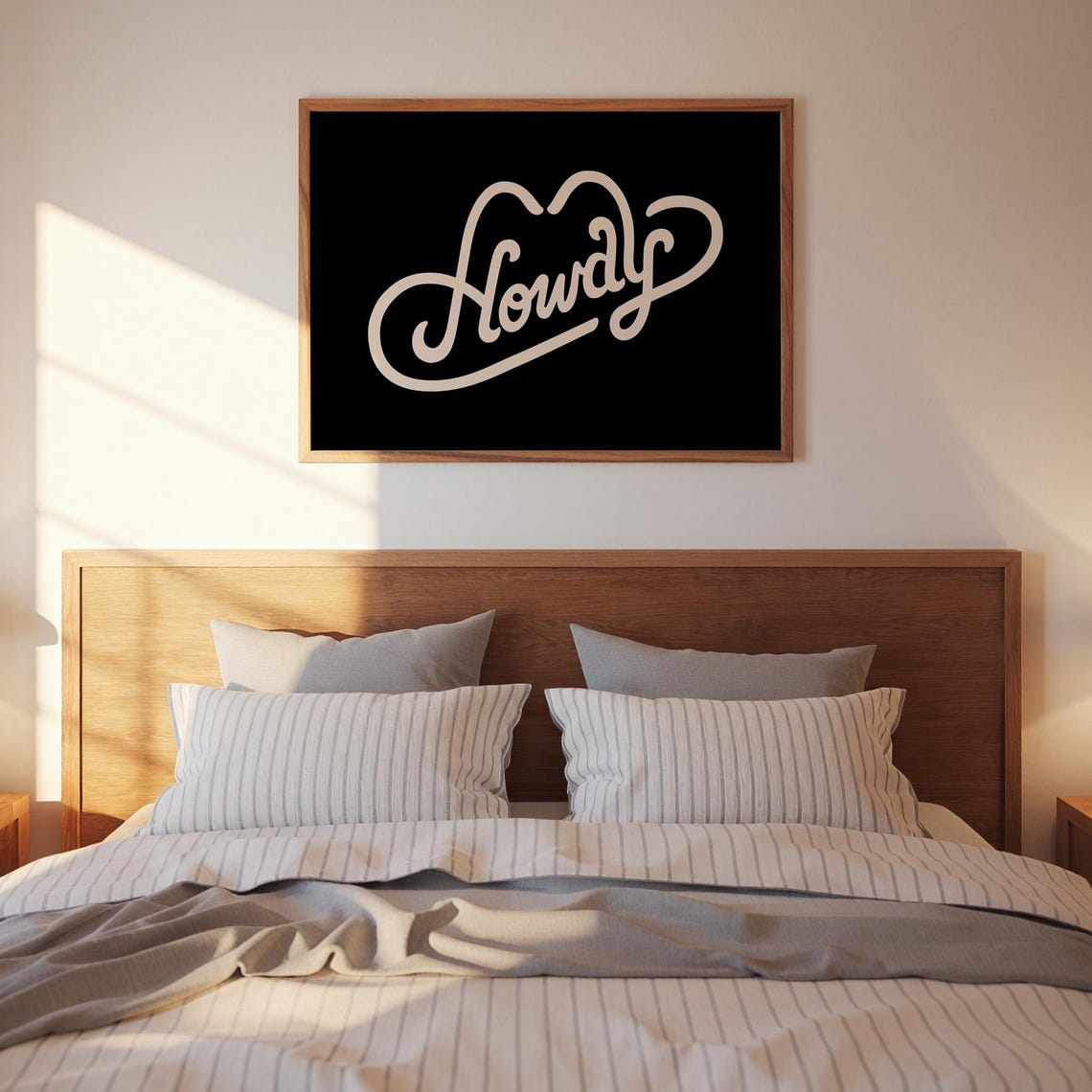 Howdy Cream Script Typography Horizontal Black Western Poster - Image 2