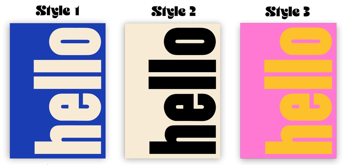 Hello Cream on Bold Blue Vertical Minimal Greeting Art Poster - Image 2