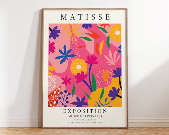 Matisse Exposition Poster Pink Tropical Cut Out Floral 1970 Gallery