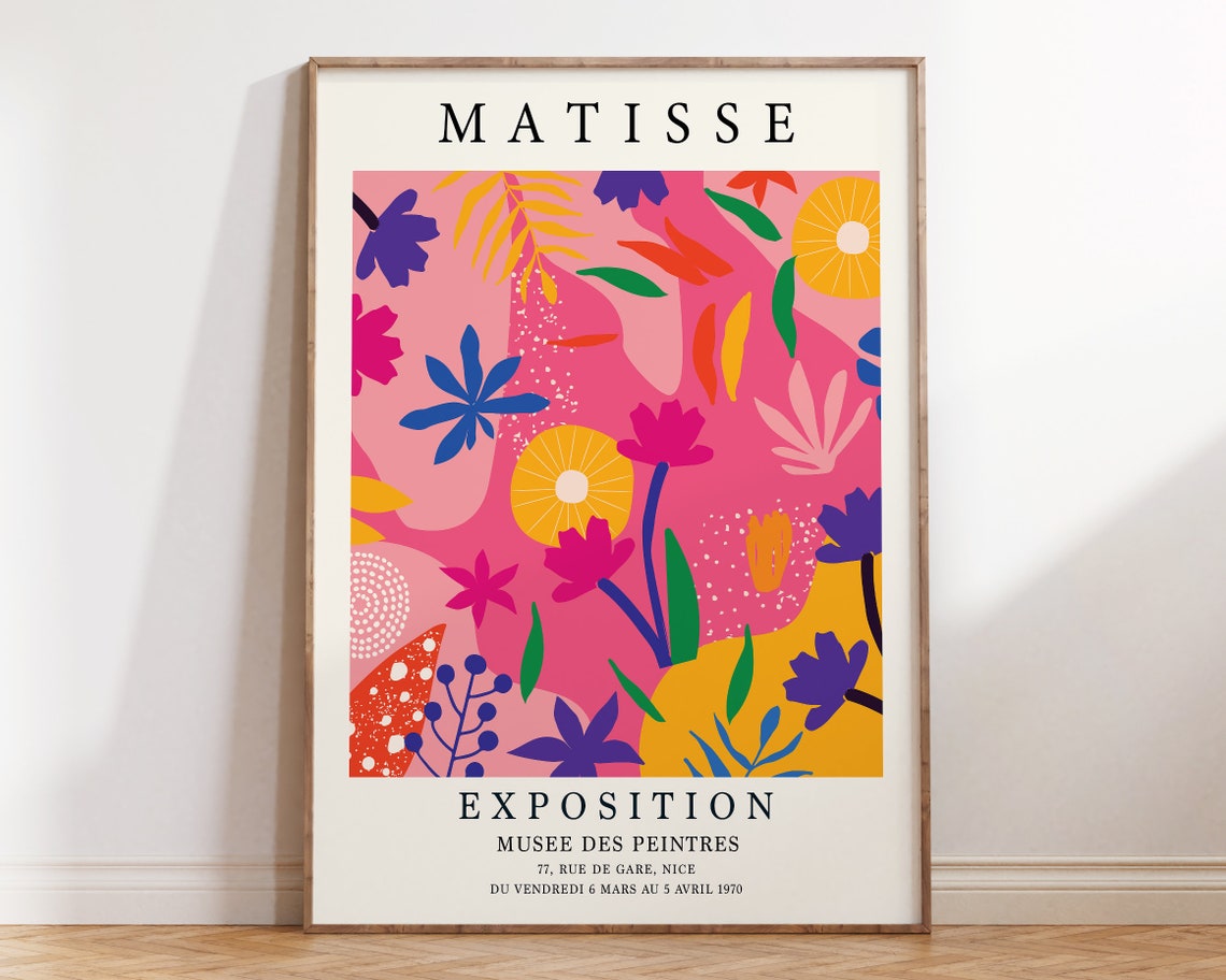 Matisse Exposition Poster Pink Tropical Cut Out Floral 1970 Gallery