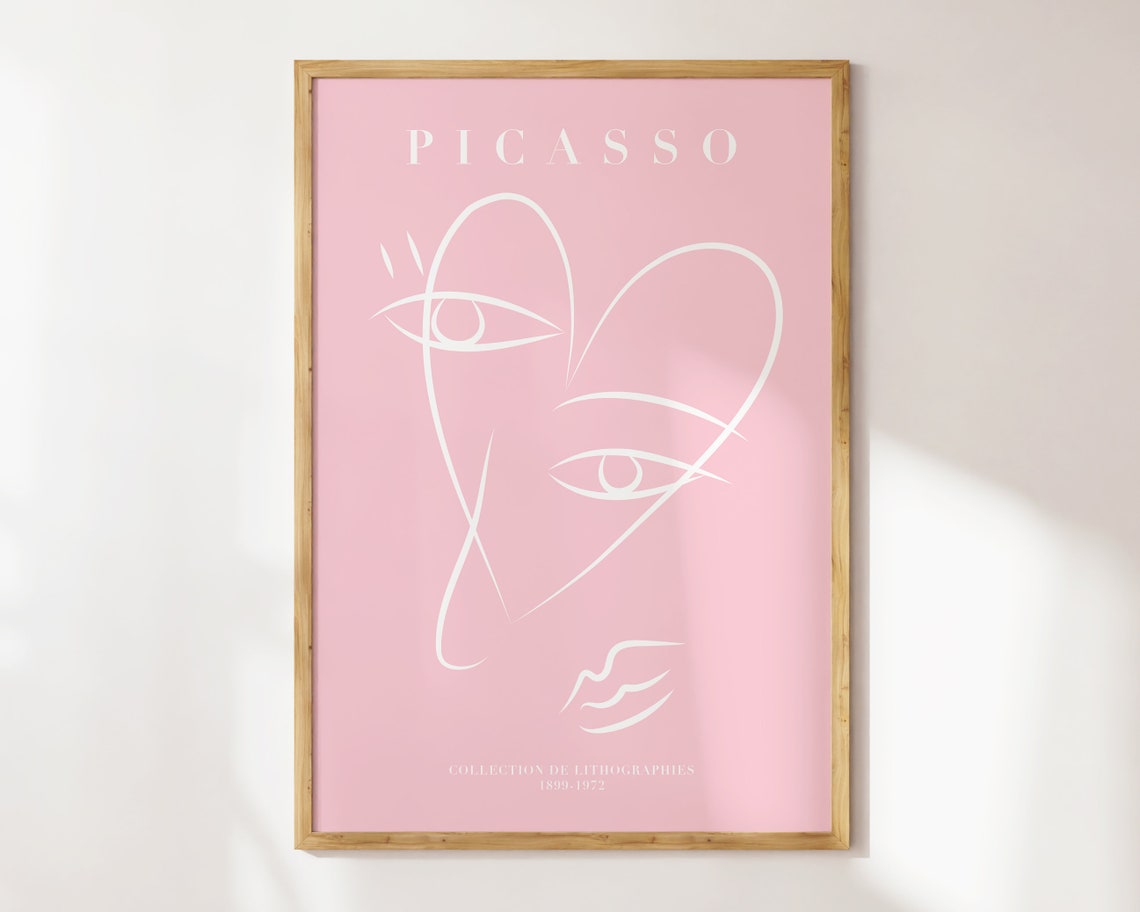 Picasso Pink Line Art Face Lithographs 1899-1922 Exhibition Poster
