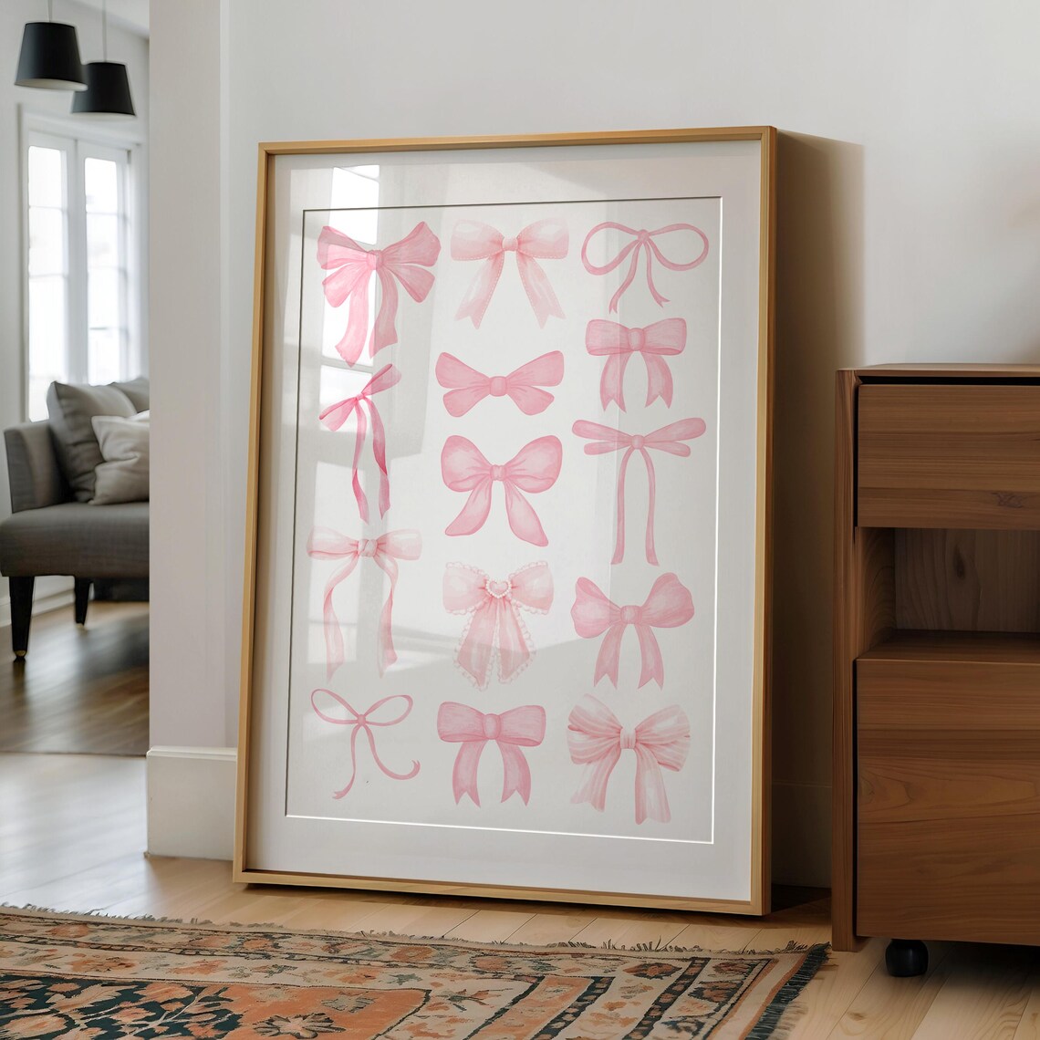 Pink Coquette Bows, Balletcore Girly Pastel Print
