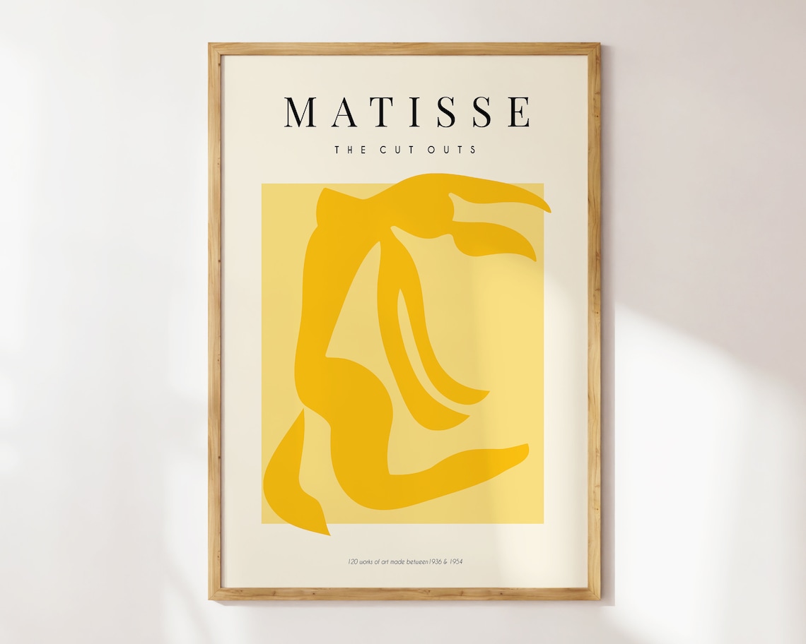 Yellow Matisse Abstract Figure, Mid-Century Poster