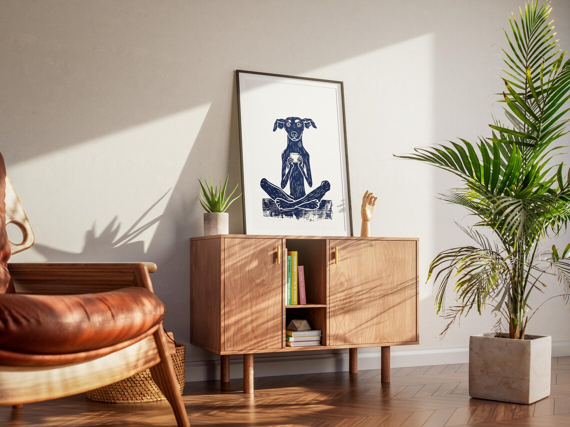 Quirky Dog Coffee Retro Kitchen Art Print - Image 2