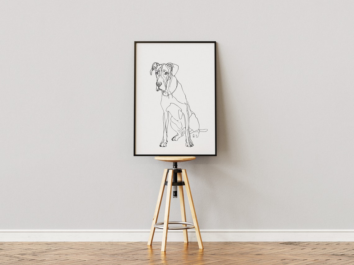Great Dane Sitting Tall Gentle Giant Minimal Line Art Poster - Image 3