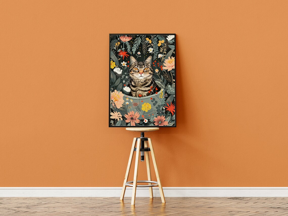 Tabby Cat Boho Jungle Bathtub Art Print - Image 2