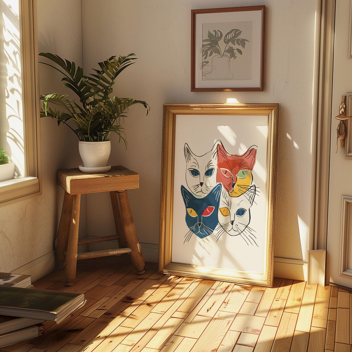 Abstract Cat Wall Art Matisse Bold Line Drawing Unique Retro Painted Cat Print Eclectic Modern Decor Living Room Maximalist Kitchen Print - Image 2