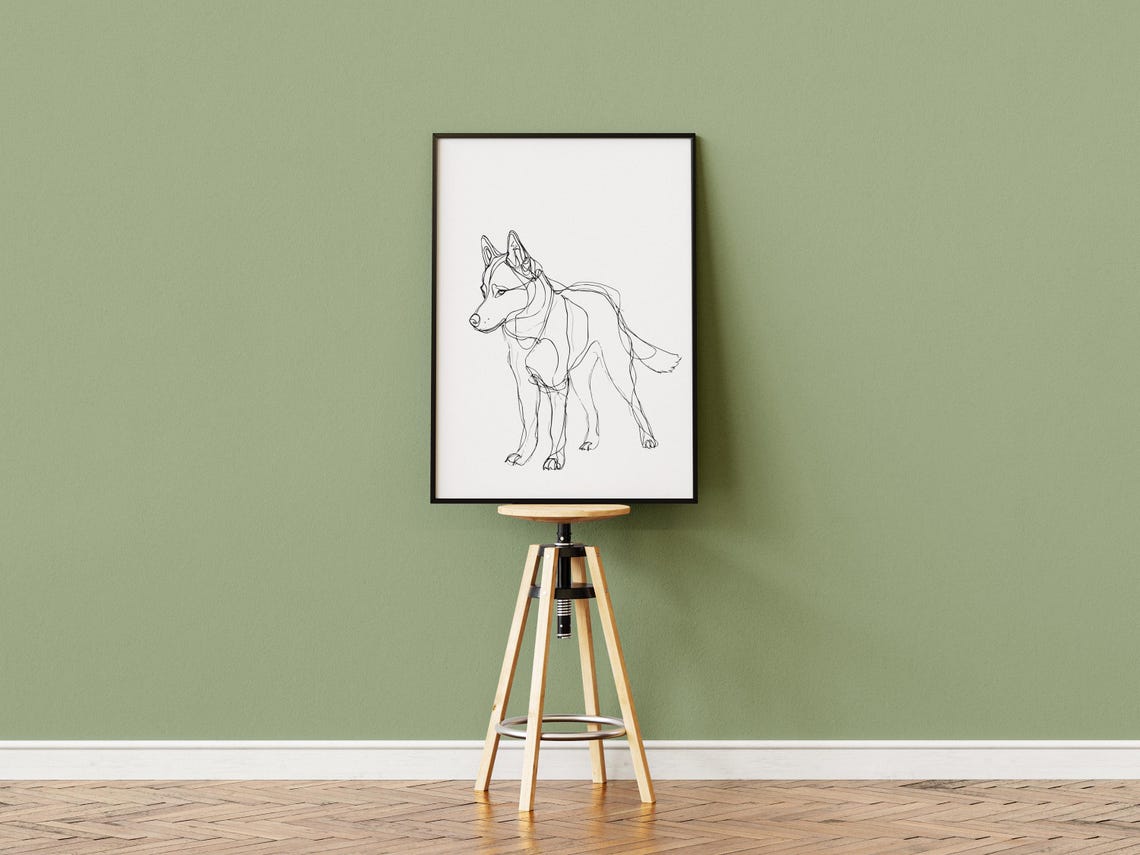 Siberian Husky Standing Minimal Line Drawing Poster Wolf Dog Art - Image 3