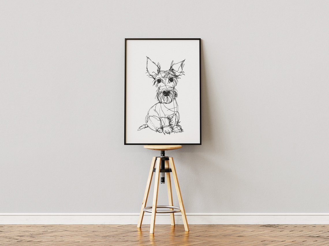 Scottish Terrier Sitting Scribbly Sketch Portrait Funny Scottie Poster - Image 2